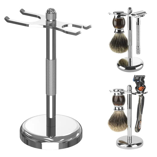 Deluxe Chrome Razor and Brush Stand