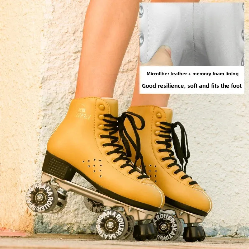 KSANA Aluminum Alloy Quad Roller Skates - Ultra-Leather Foot Protection