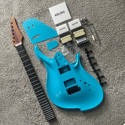 DIY Guitar Kits | Unfinished 24 Frets Roasted Maple Neck, 4 Color Chambered Aluminum Gloss Body