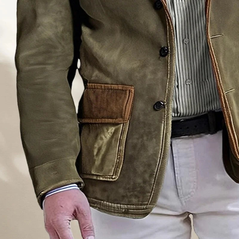 Men's Retro Suede Multi-pocket 3D Style Suit Jacket