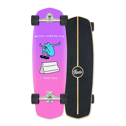 CX4 Land Surfboard Surfskate, Pedal-Free Surf Training Skateboard for Beginners