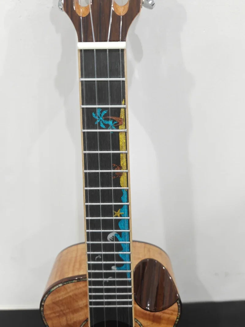 26" Acoustic Ukulele With Solid Flame Maple Body