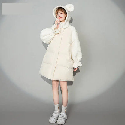 Student Hooded Mid-Length Bread Jacket Coat