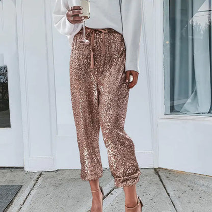 High-Waisted Sequin Harem Pants