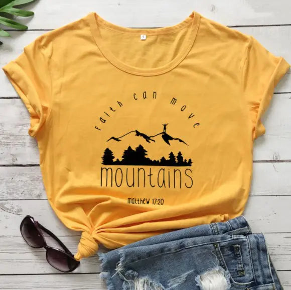 Unisex Cotton Summer Tees with Faith & Mountains