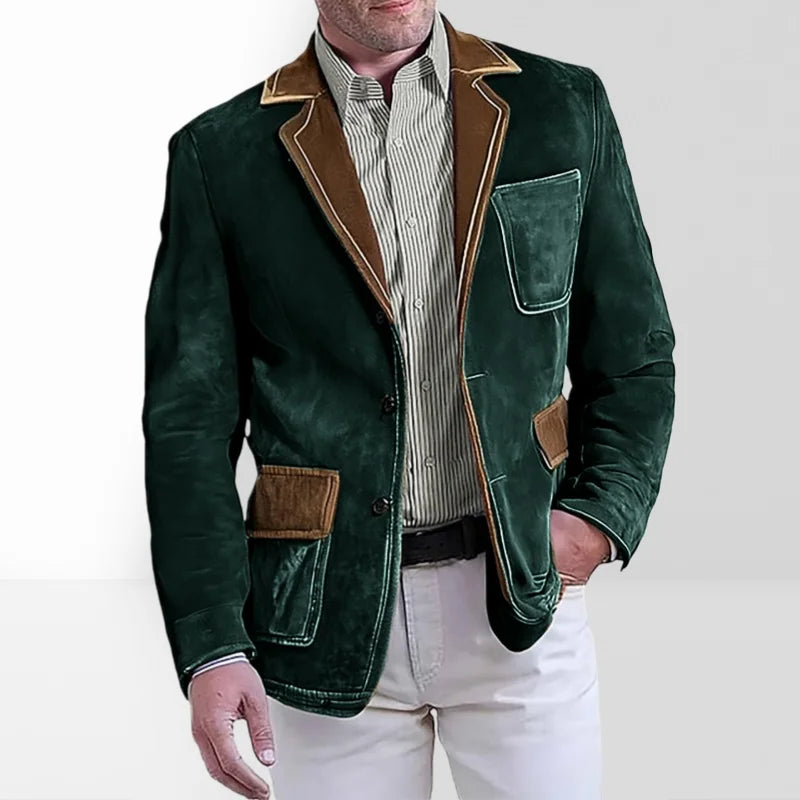 Men's Retro Suede Multi-pocket 3D Style Suit Jacket