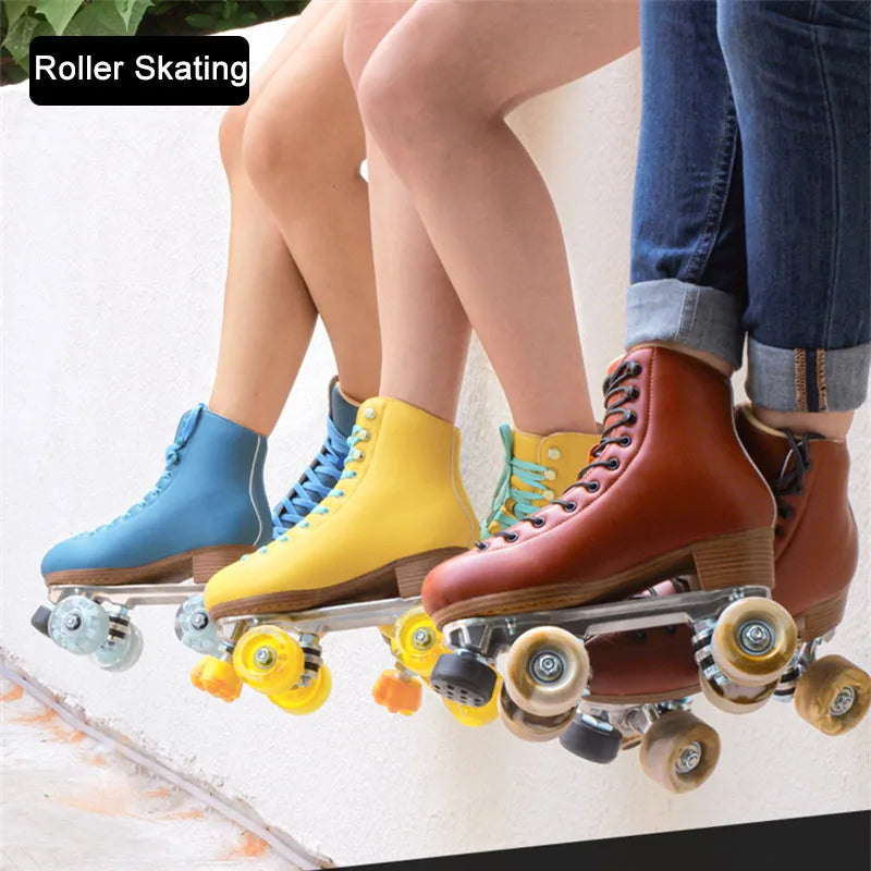 Luxury Leather Quad Roller Skates with  Aluminium Alloy Frame  - Indoor Dance  Skate