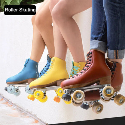 Luxury Leather Quad Roller Skates with  Aluminium Alloy Frame  - Indoor Dance  Skate