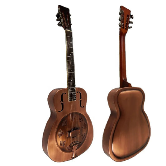 Aiersi Vintage Red Rust Bell Brass Resonator Guitar  - O Style /Blues Acoustic