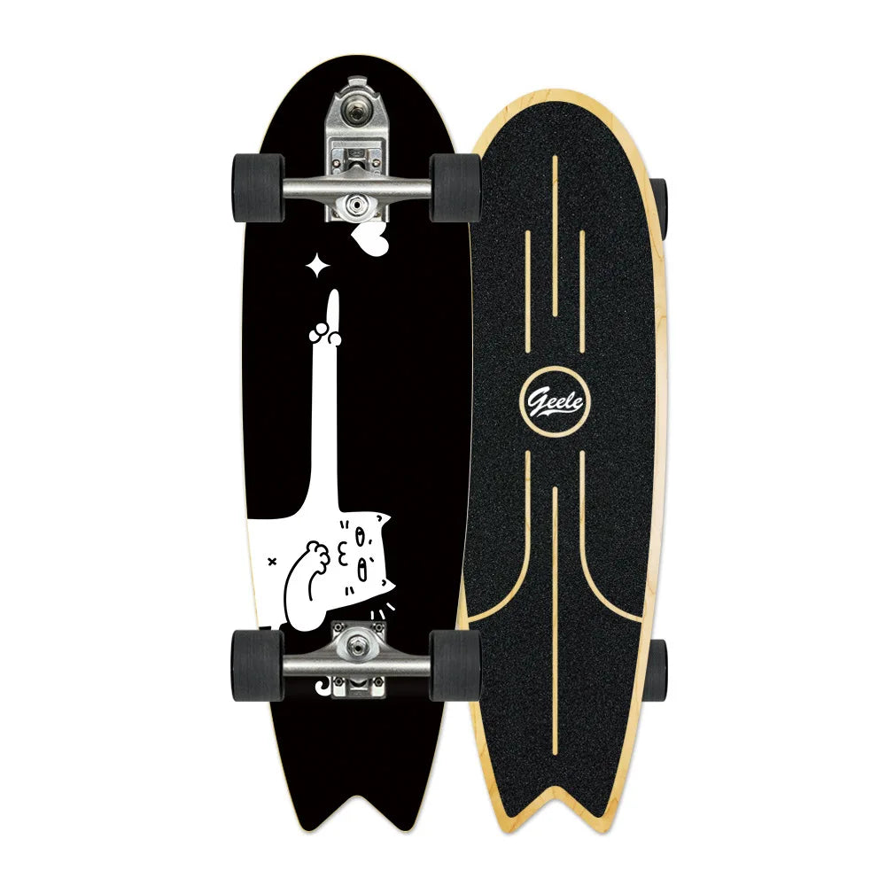 V7 33-Inch Surfskate Longboard, No-Push Fish Tail Pumping Board for Adults
