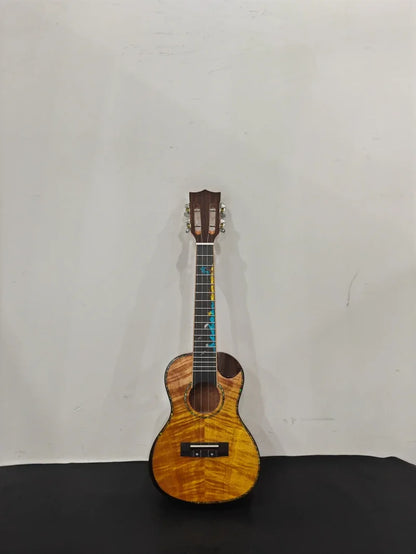 26" Acoustic Ukulele With Solid Flame Maple Body