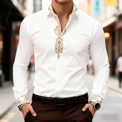 2025 New Men's Shirt, Street Style, 3D Printed High-Definition Pattern Print, Stylish Lapel Design, Versatile Trendy Men's Top