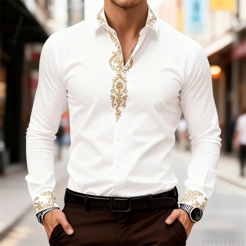 2025 New Men's Shirt, Street Style, 3D Printed High-Definition Pattern Print, Stylish Lapel Design, Versatile Trendy Men's Top