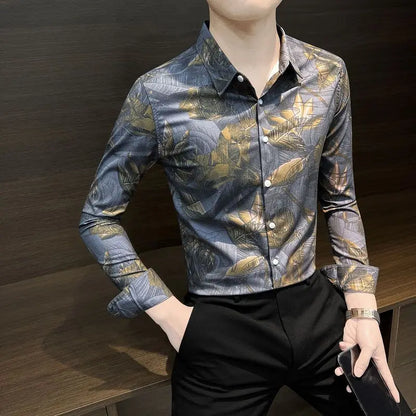 Floral Shirt Man Long-sleeved Spring and Autumn Summer Thin Fashion Floral Men Casual Cardigan