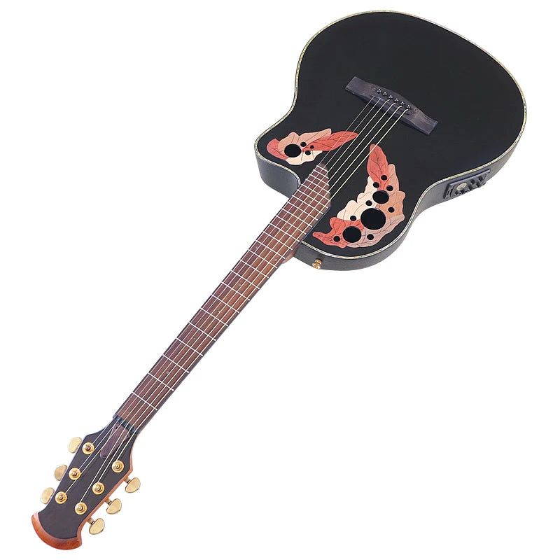 41" Round Back Electric Acoustic Guitar Cutaway Design - Folk Style