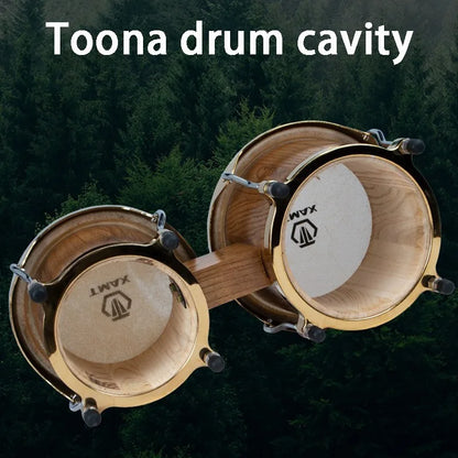 7" & 9" Professional Wooden Water Buffalo Leather African Bongo Drums - Rhythm Percussion Instrument