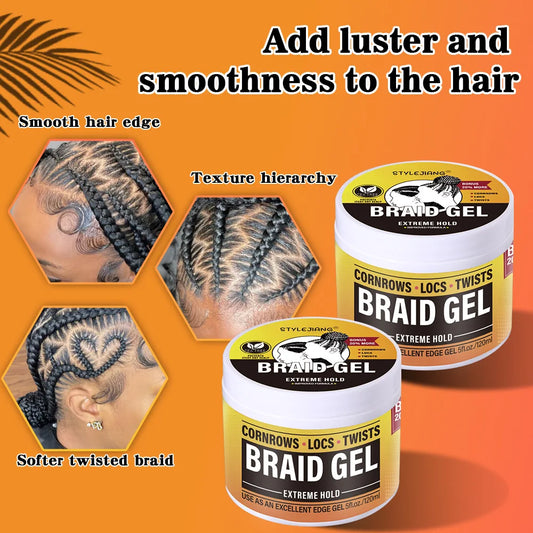 Strong Hold, Moisturizing Braid Gel for Styling - Light Scent, Retro Look