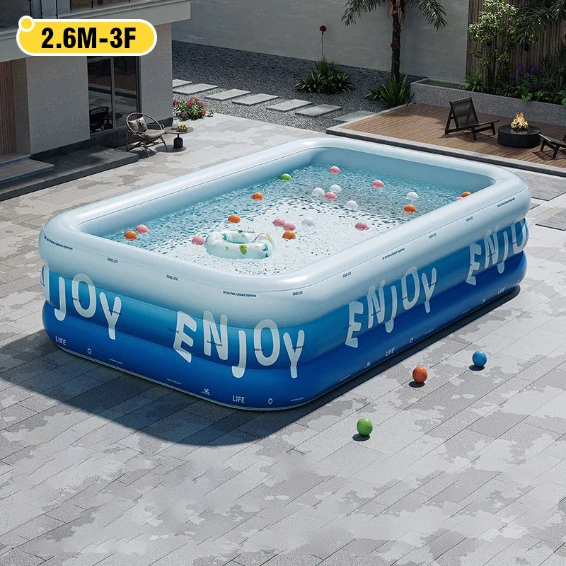 Family Inflatable Swimming Pool 3/2.6/2.1M -  Large with Canopy