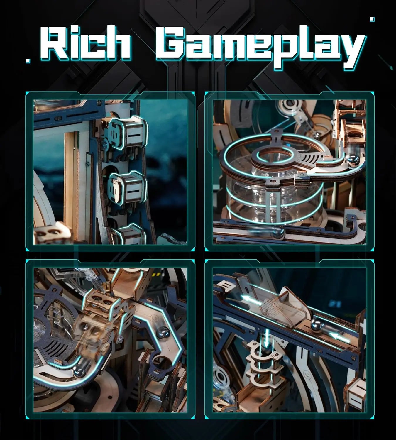 3D Puzzles Brain Teaser | Robotime Rokr Electric Model Kits - Marble Spaceport