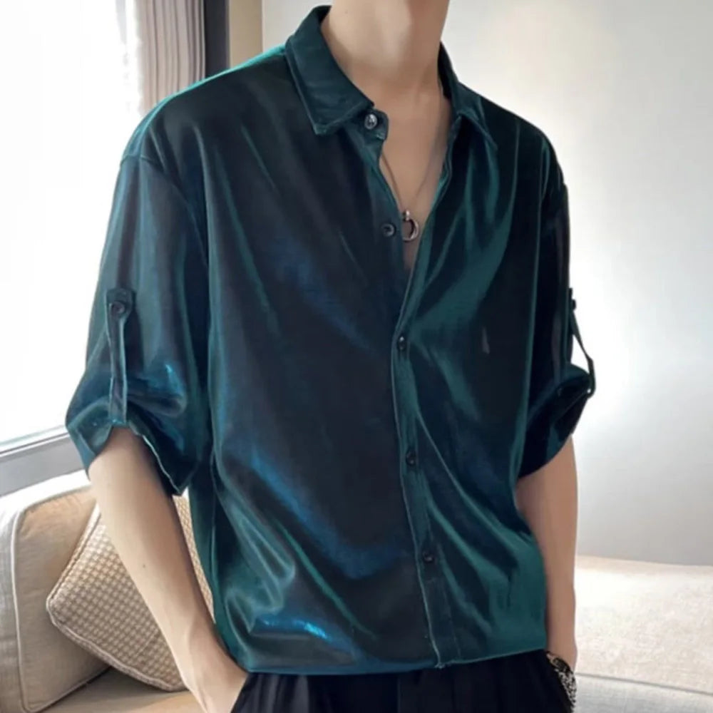 Men Satin Metallic Shirt