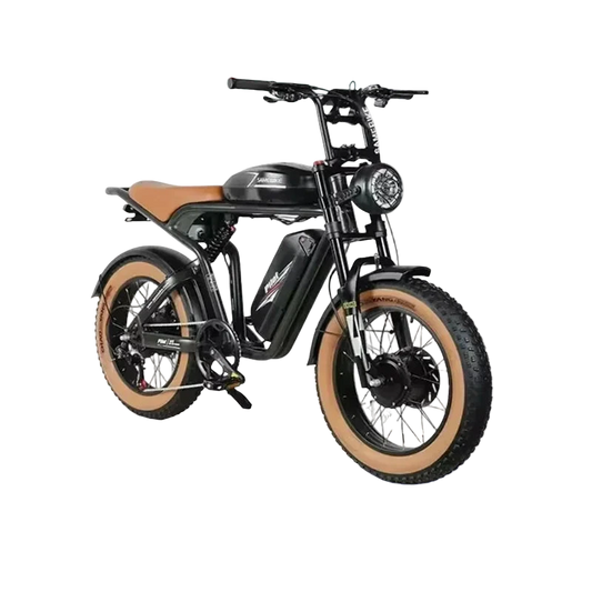 Electric bike with specifications on a white background, featuring AliExpress branding.