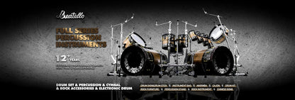 JBK Professional Percussion Low Frequency Full Sizes 5 Piece Drum Set - Portable Tablet Pads