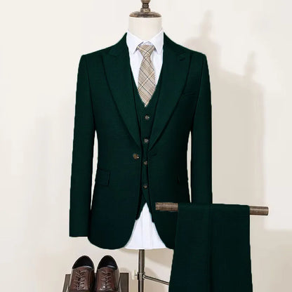High Quality Men's Suit Spring Autumn Slim Fit Formal Wedding Business Office Men's Blazers（jacket+Vest+Pants）Groom's Tuxedos