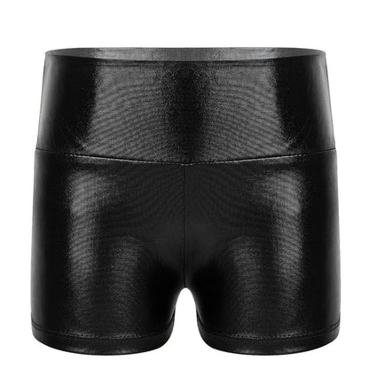 Kids Metallic Shiny High Waist Dance Shorts - Girls