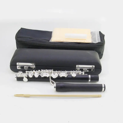 Japanese Muramatsu ebony flute – 17 holes, B-key design, in C major; made of pure silver, specially designed for use in bands.