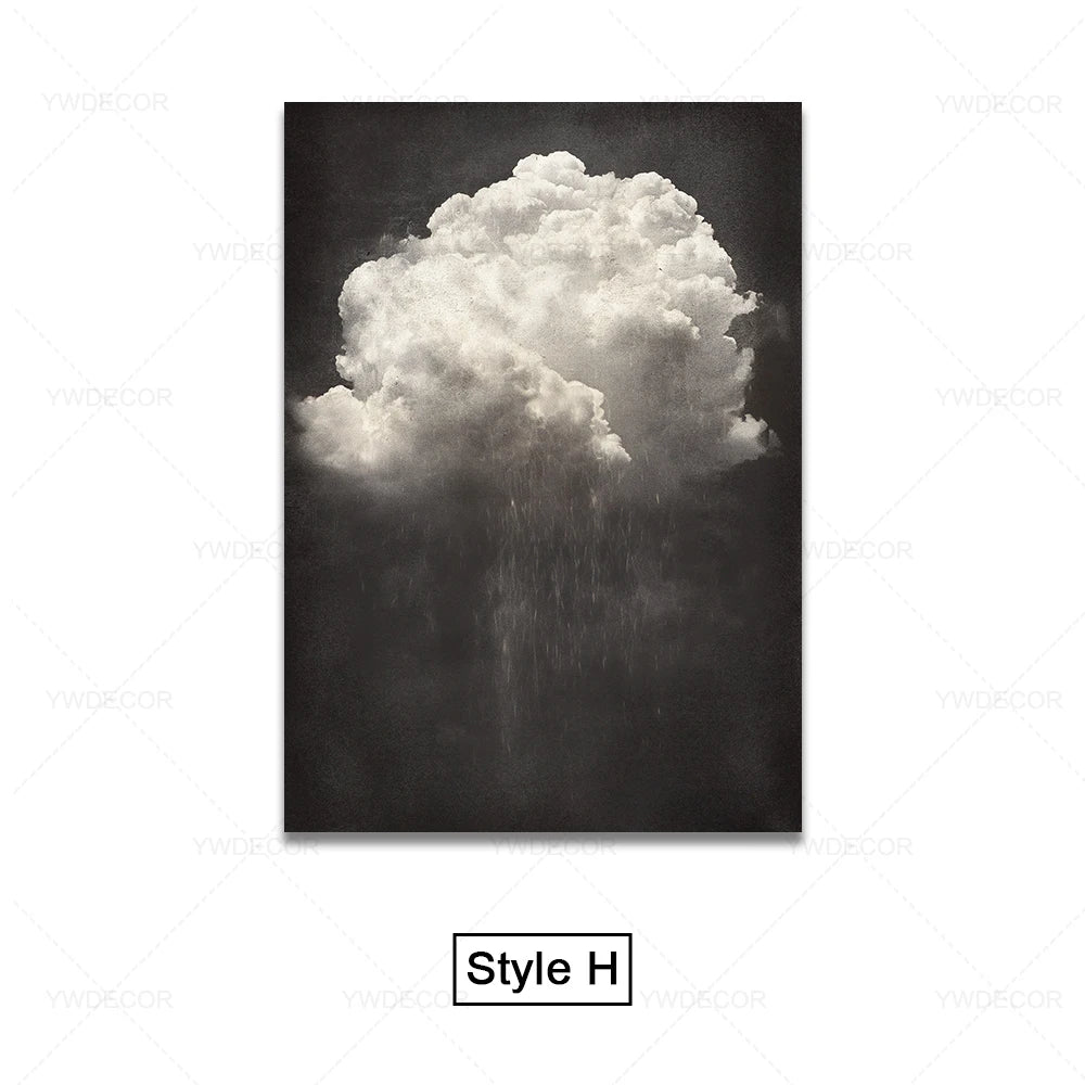 Minimalist Night Sky Blue Cloud Canvas Posters Wall Art