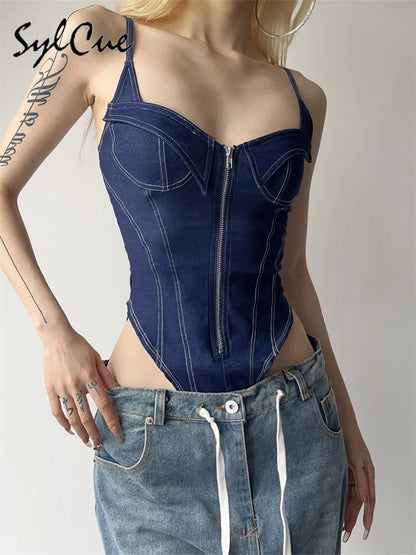 Women's Retro Zipper Jumpsuit Bodysuit