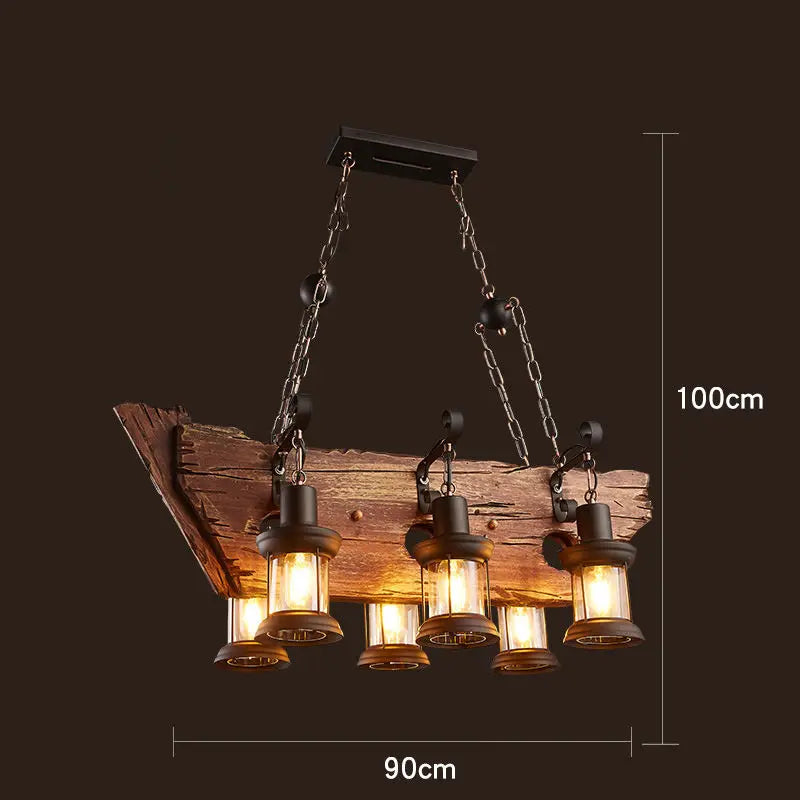 Retro Iron & Wood E27 LED Antique Industrial LOFT Chandelier Lighting