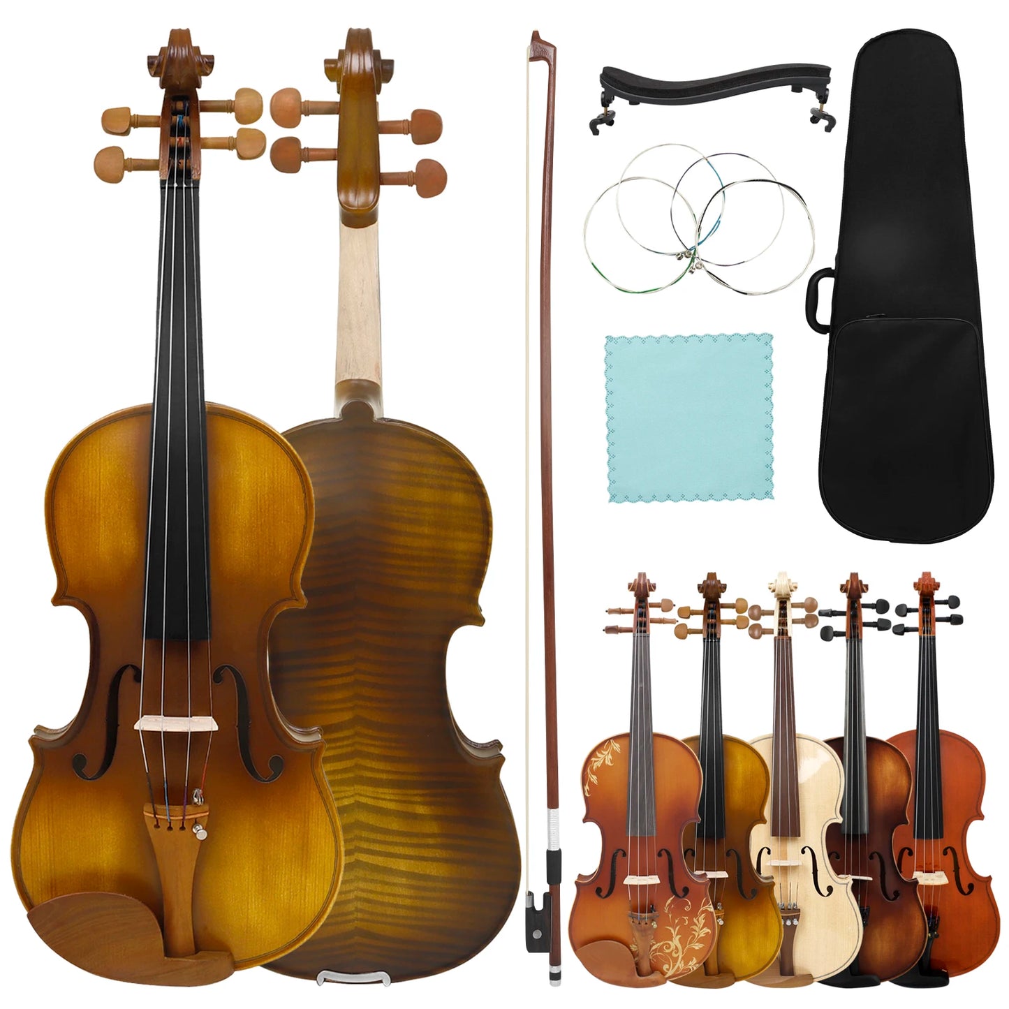 IRIN Violin 4/4 Acoustic Violin Spruce Solid Wood Fiddle with Case Bow Strings Shoulder Rest Cloth Violin Accessories