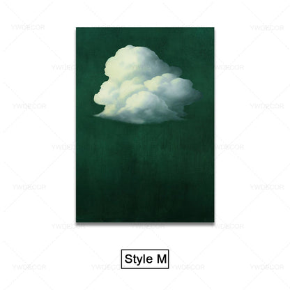 Minimalist Night Sky Blue Cloud Canvas Posters Wall Art