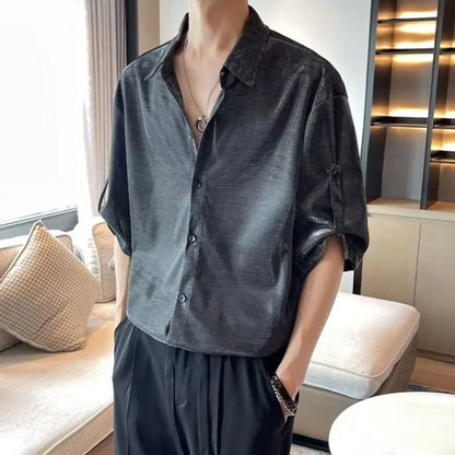 Men Satin Metallic Shirt