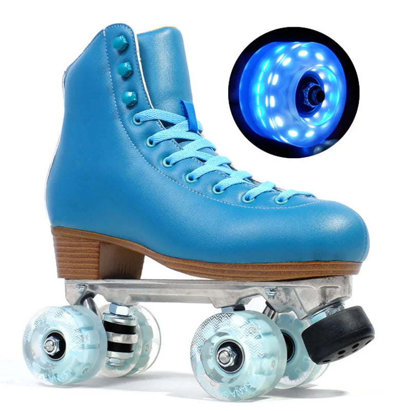 Luxury Leather Quad Roller Skates with  Aluminium Alloy Frame  - Indoor Dance  Skate