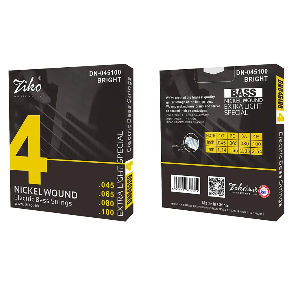 ZIKO  4/5/6  Carbon Steel Hexagonal Alloy Electric Bass Strings - 5/10 Set