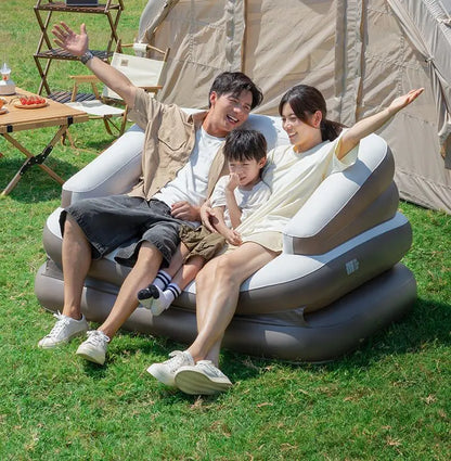 Inflatable Bed Double Person Inflatable Air Lazy Sofa Outdoor Portable Foldable Camping Couple Rear Exhaust Cushion Bed Couch