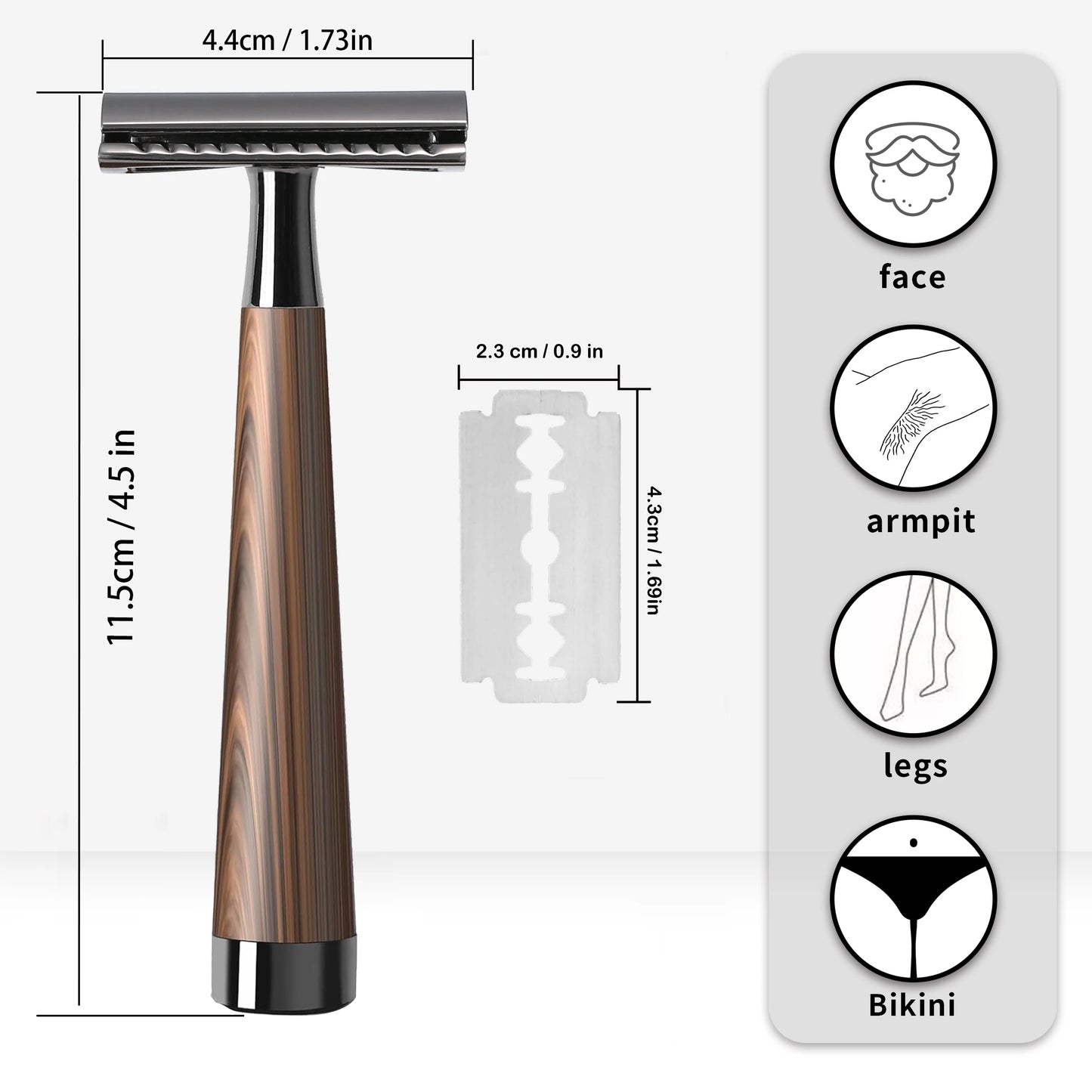 Heavy Duty Eco-Friendly Double Edge Safety Razor with 5 Swiss Stainless Steel Blades