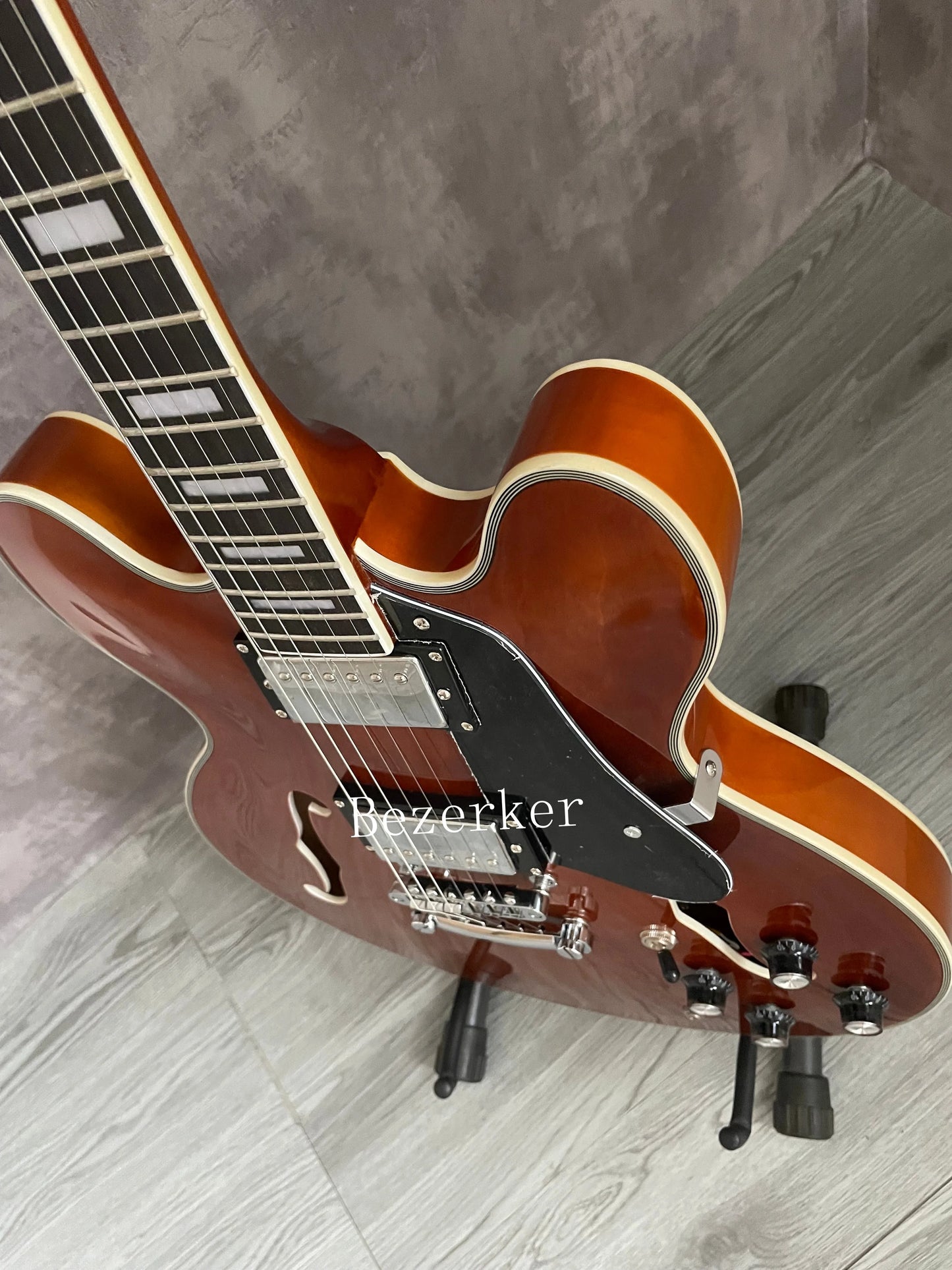 Higher Quality F-Hole 335 Jazz Half Hollow Electric Guitar -  Brown Chrome Hardware