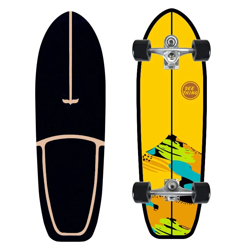CX7 Maple Surfskate Cruiser, Single Kick Carving Longboard for Pumping & Street Riding