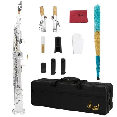 SLADE Soprano Saxophone -  Bb/B Flat Natural Body Carved Design with Shoulder Case