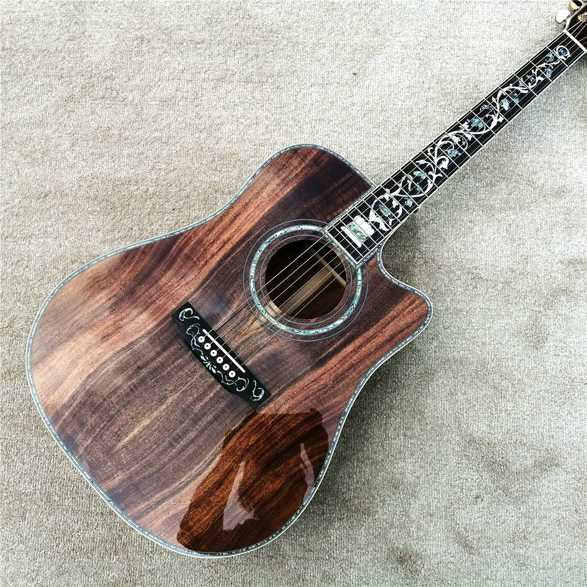41" Abalone Tree Of Life Ebony Fingerboard Acoustic Guitar