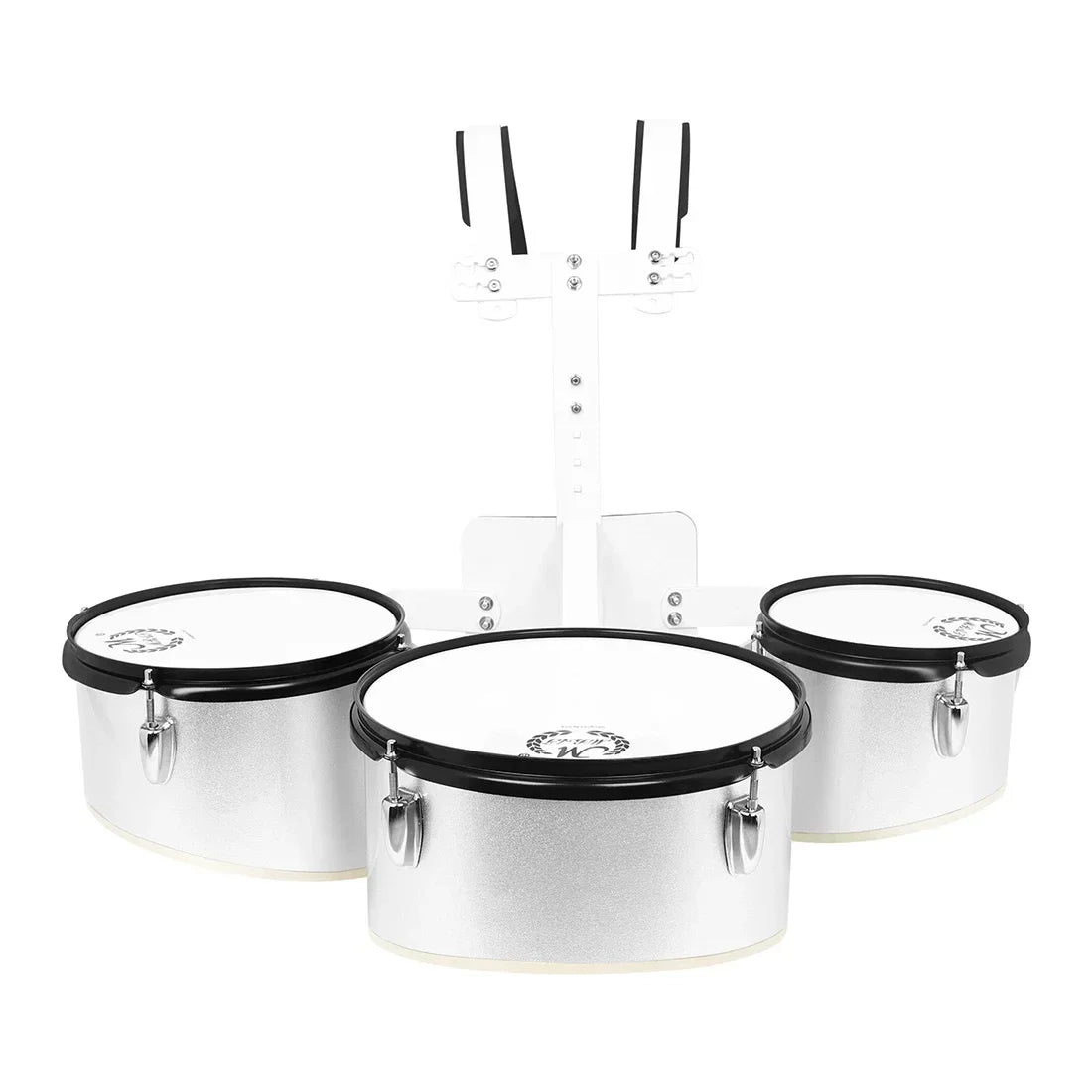 M MBAT Silvery Marching Triple Drum Band | Polyphonic Drum Back-rack - Marching Drum