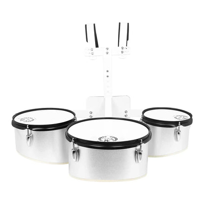 M MBAT Silvery Marching Triple Drum Band | Polyphonic Drum Back-rack - Marching Drum