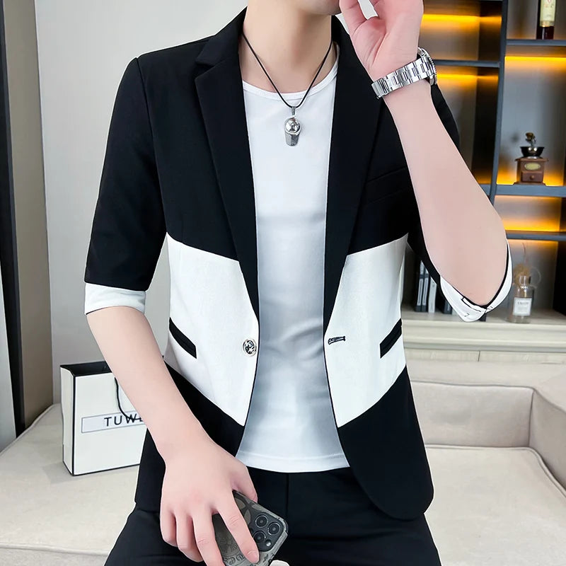 Men's Patchwork Suit Blazer