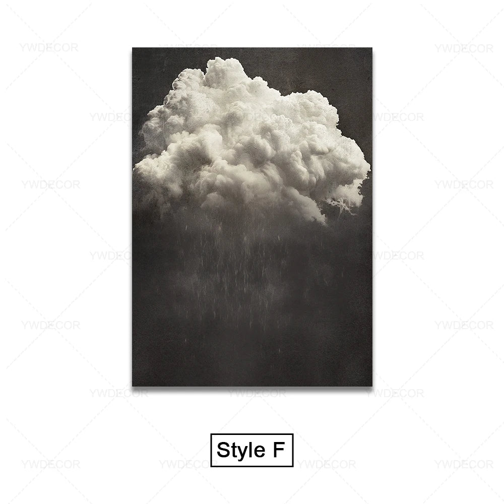 Minimalist Night Sky Blue Cloud Canvas Posters Wall Art