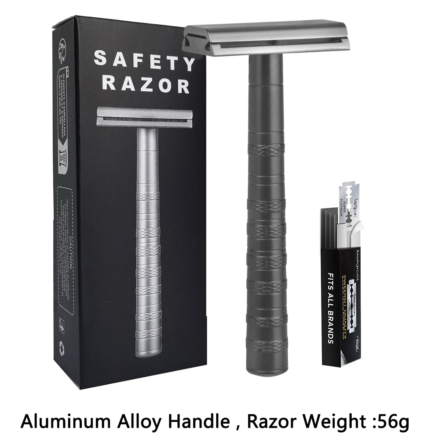 30° Angled Precision Double Edge Safety Razor with 5 Spare Blades