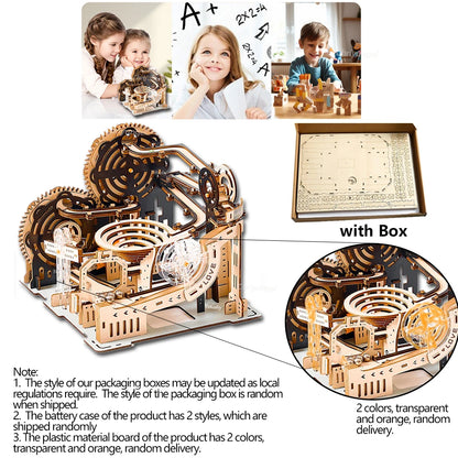 3D Wooden Puzzle Marble Run Set DIY Assembly Building Model Kit STEAM Engine Educational Toys for Adult Kids Birthday Gifts