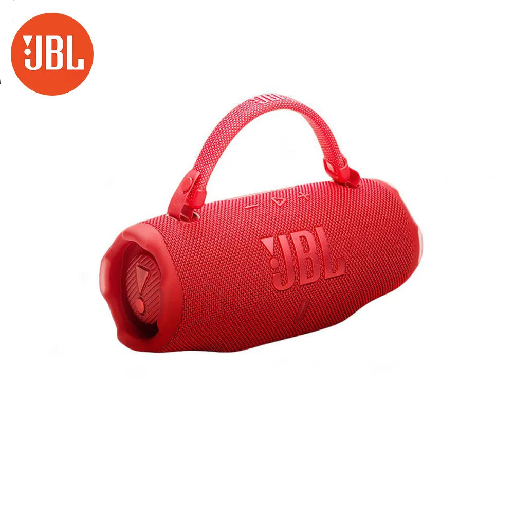 Red JBL speaker with JBL logo on a white background